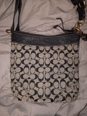 Coach Signature Crossbody Bag in Black and Cream